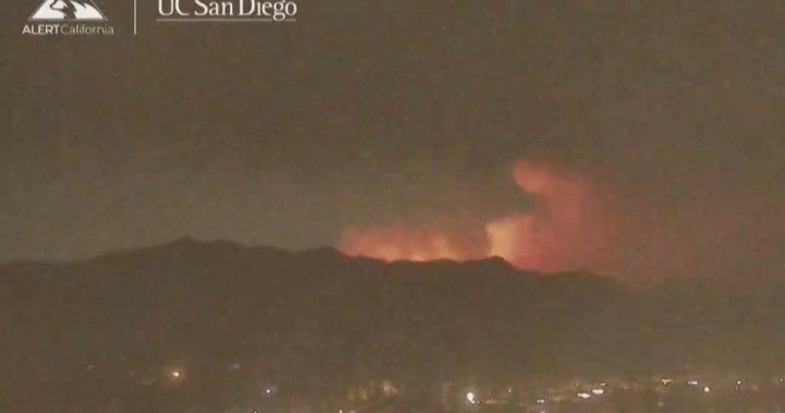 Time lapse video shows growth of massive L.A. Palisades fire overnight - National